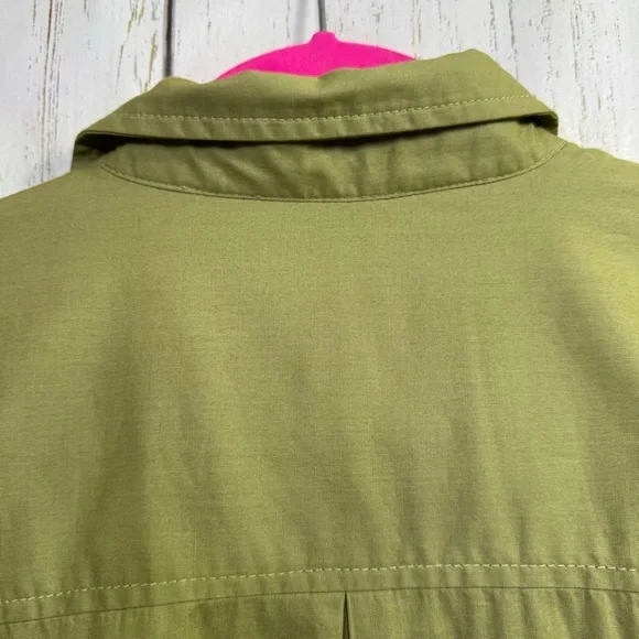 Maeve by Anthropologie Green Button Up Shirt High Low Pocket M Minimalist Casual - Picture 9 of 12